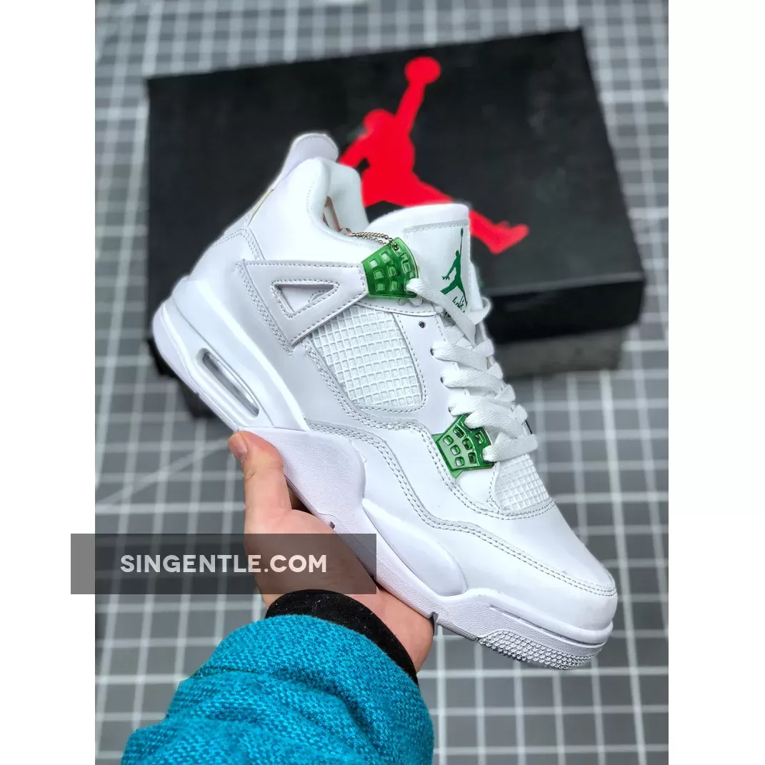 Air Jordan 4 Retro 'Metallic Green' AJ4 WHITE SILVER-PINE