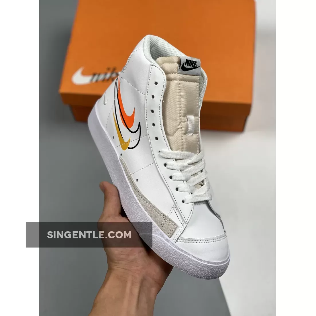 Nike Blazer Mid 77 Multi Swoosh White Team Orange DN7996-100 / All White Nike Blazers