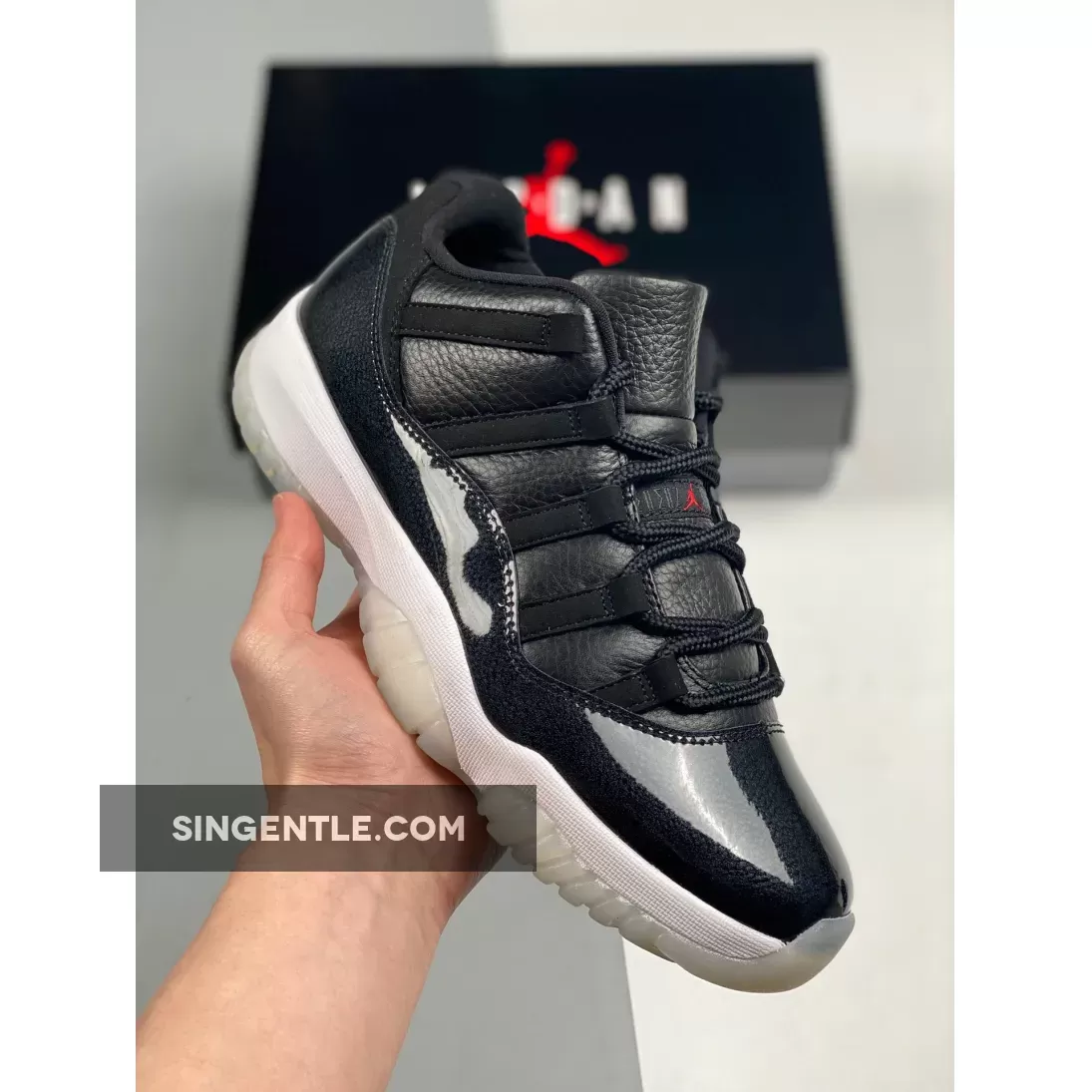 Air Jordan 11 Low '72-10' Black/Gym Red-White-Sail - av2187