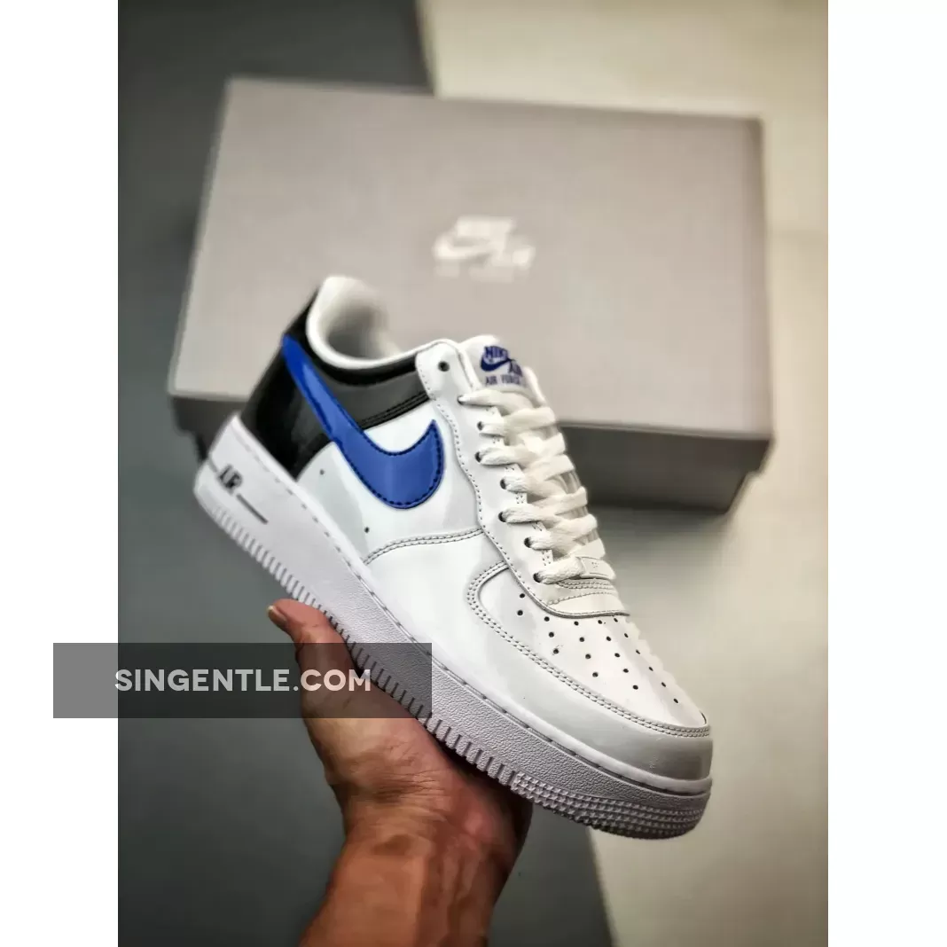 Nike Air Force 1 Low White Blue Black Patent DQ7570-400