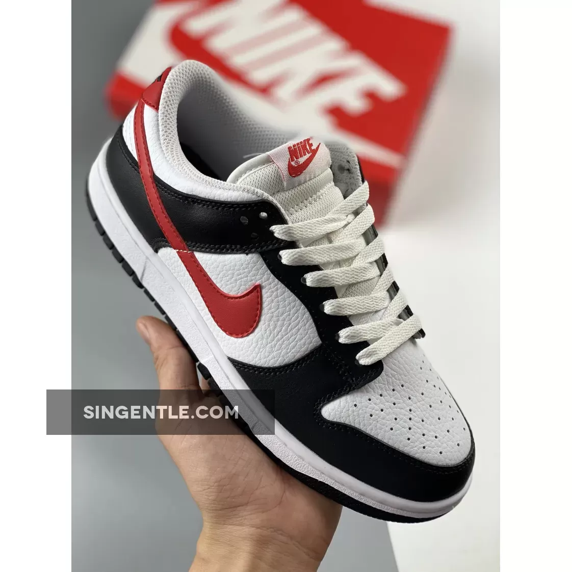 Nike Dunk Low ‘Red Swoosh Panda’ Black Red White FB3354-001