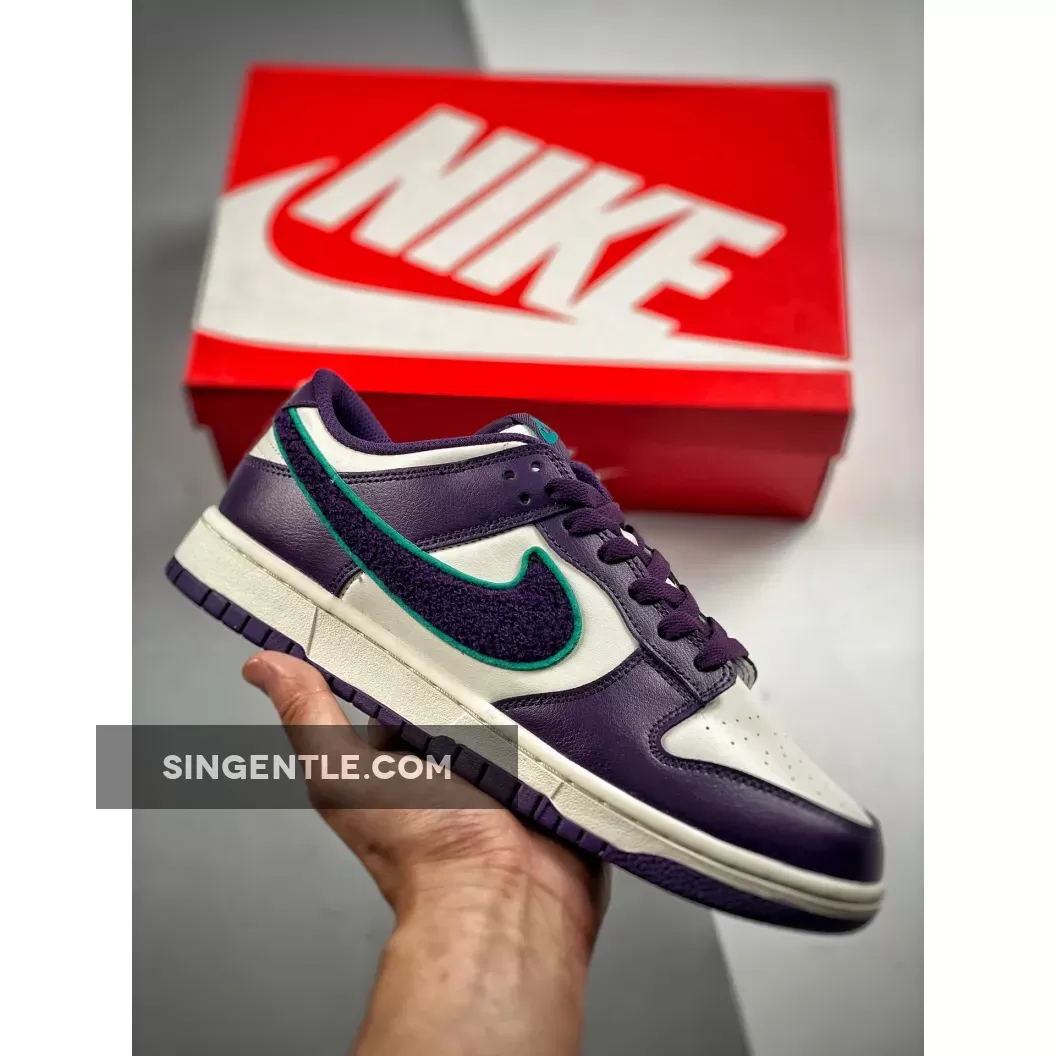 Nike Dunk Low Chenille Swoosh Sail Grand Purple | dq7683